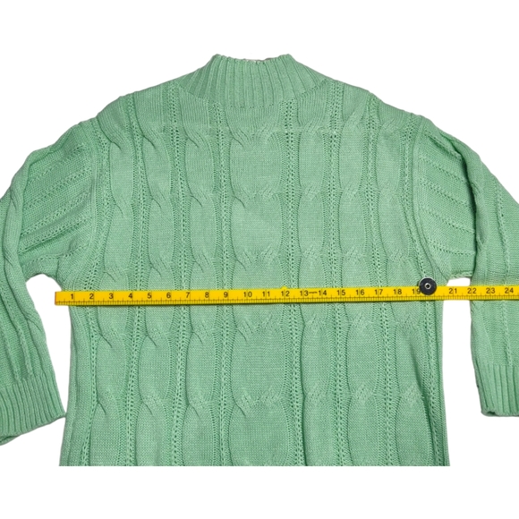 Chunky Cable Knit Turtleneck Tunic Sweater‎ Dress Light Green - Picture 5 of 6
